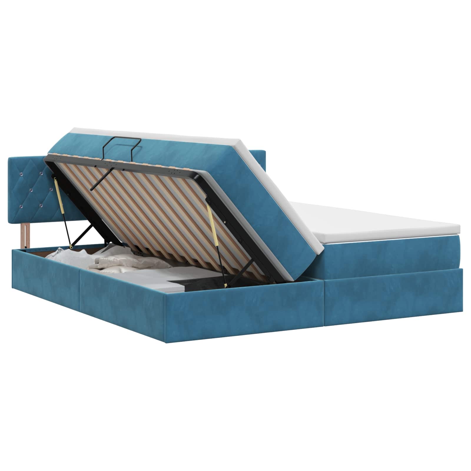 Opslag bed met hoofdeinde 2 st Donkerblauw