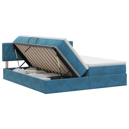 Opslag bed met hoofdeinde 2 st Donkerblauw