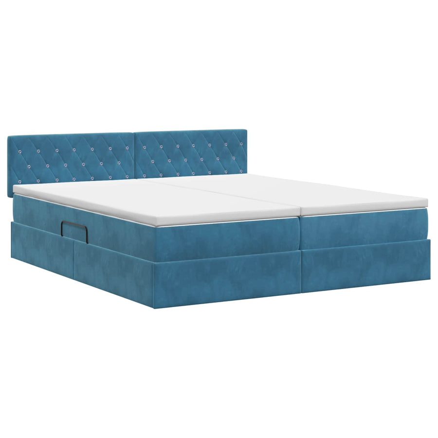 Opslag bed met hoofdeinde 2 st Donkerblauw