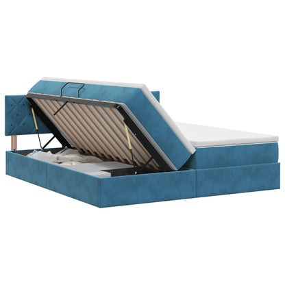 Opslag bed met hoofdeinde 2 st Donkerblauw