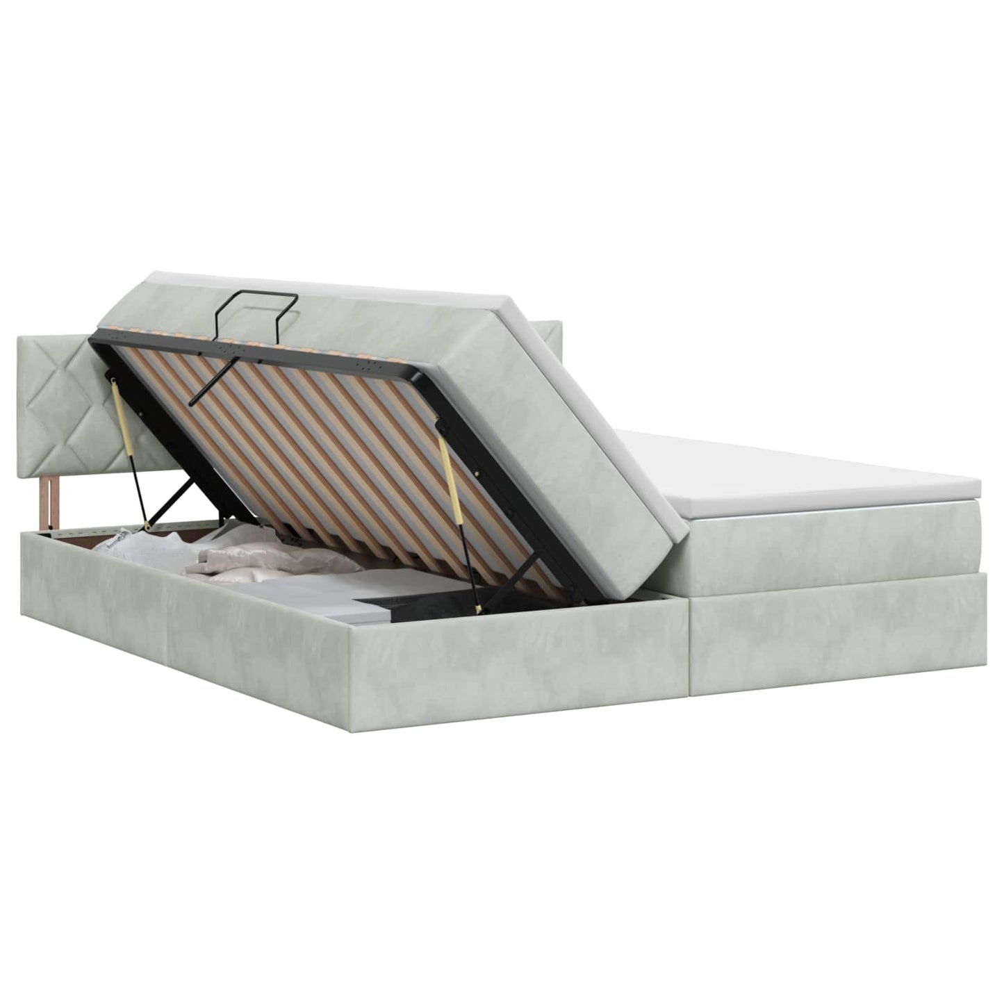 Opslag bed met hoofdeinde 2 st Lichtgrijs