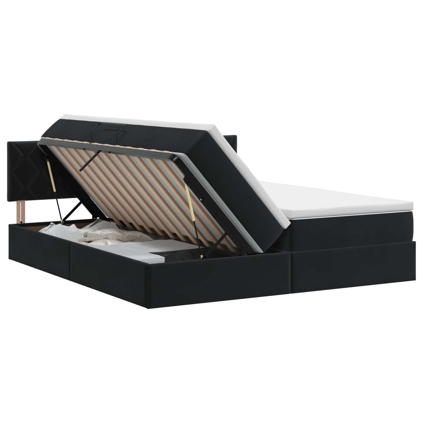 Opslag bed met hoofdeinde 2 st Zwart
