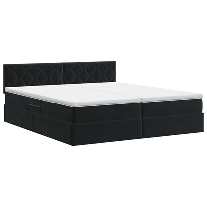 Opslag bed met hoofdeinde 2 st Zwart