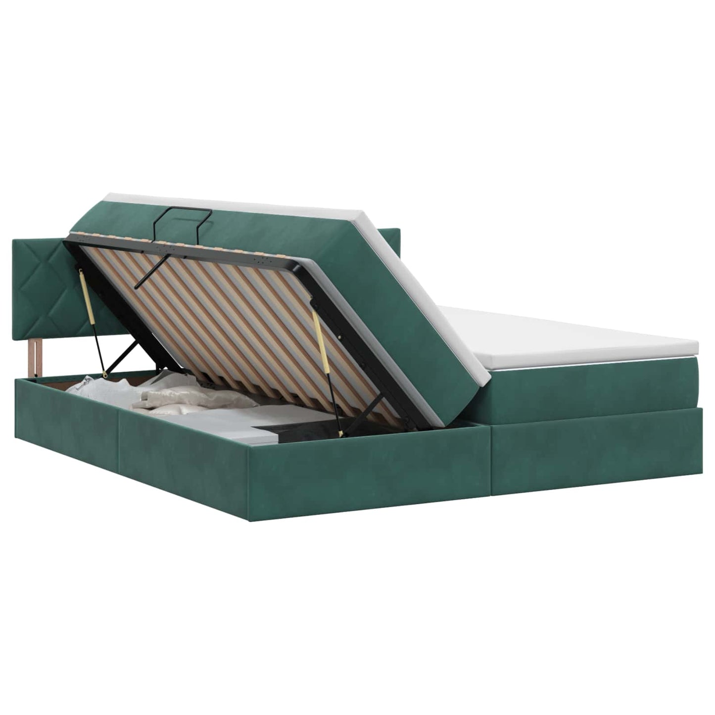 Opslag bed met hoofdeinde 2 st Donkergroen