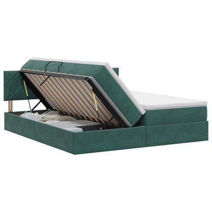 Opslag bed met hoofdeinde 2 st Donkergroen