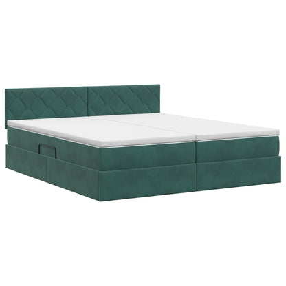 Opslag bed met hoofdeinde 2 st Donkergroen