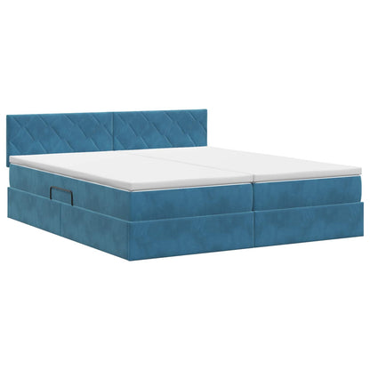 Opslag bed met hoofdeinde 2 st Donkerblauw