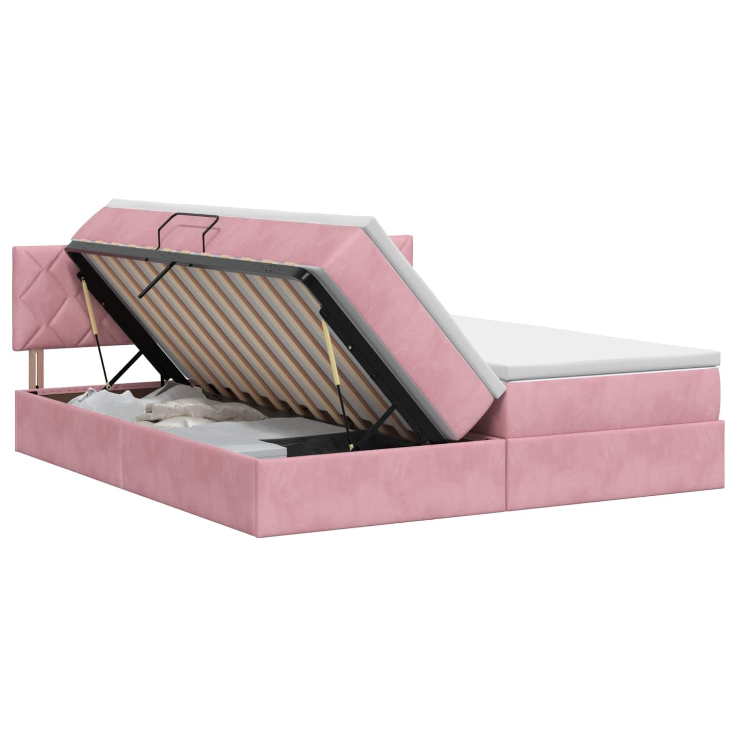 Opslag bed met hoofdeinde 2 st Roze