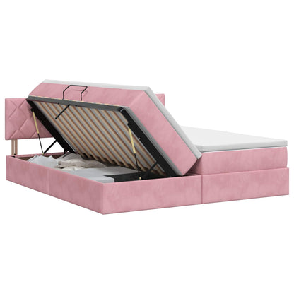 Opslag bed met hoofdeinde 2 st Roze