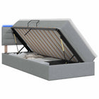 LED Opslagbed met Matras Lichtgrijs 90 x 190 cm Stof