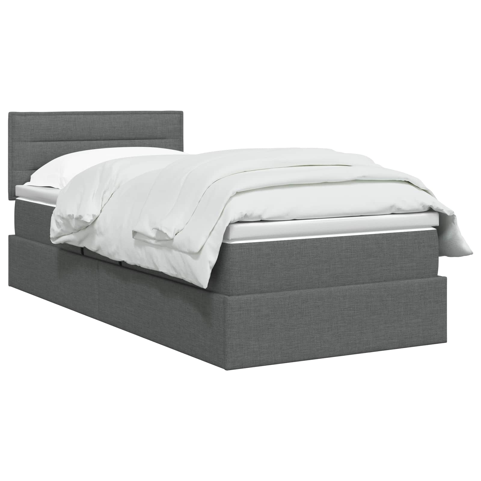 LED Opslagbed met Matras Donkergrijs 90 x 190 cm Stof