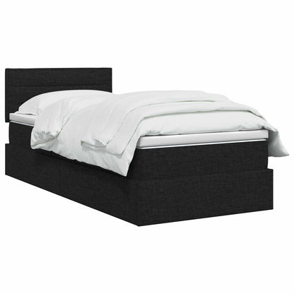 LED Opslagbed met Matras Zwart 90 x 190 cm Stof