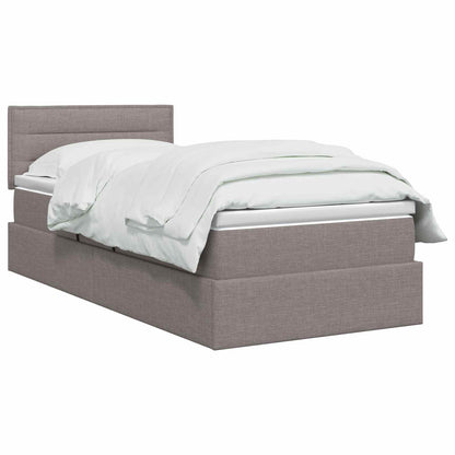 LED Opslagbed met Matras Taupe 90 x 190 cm Stof