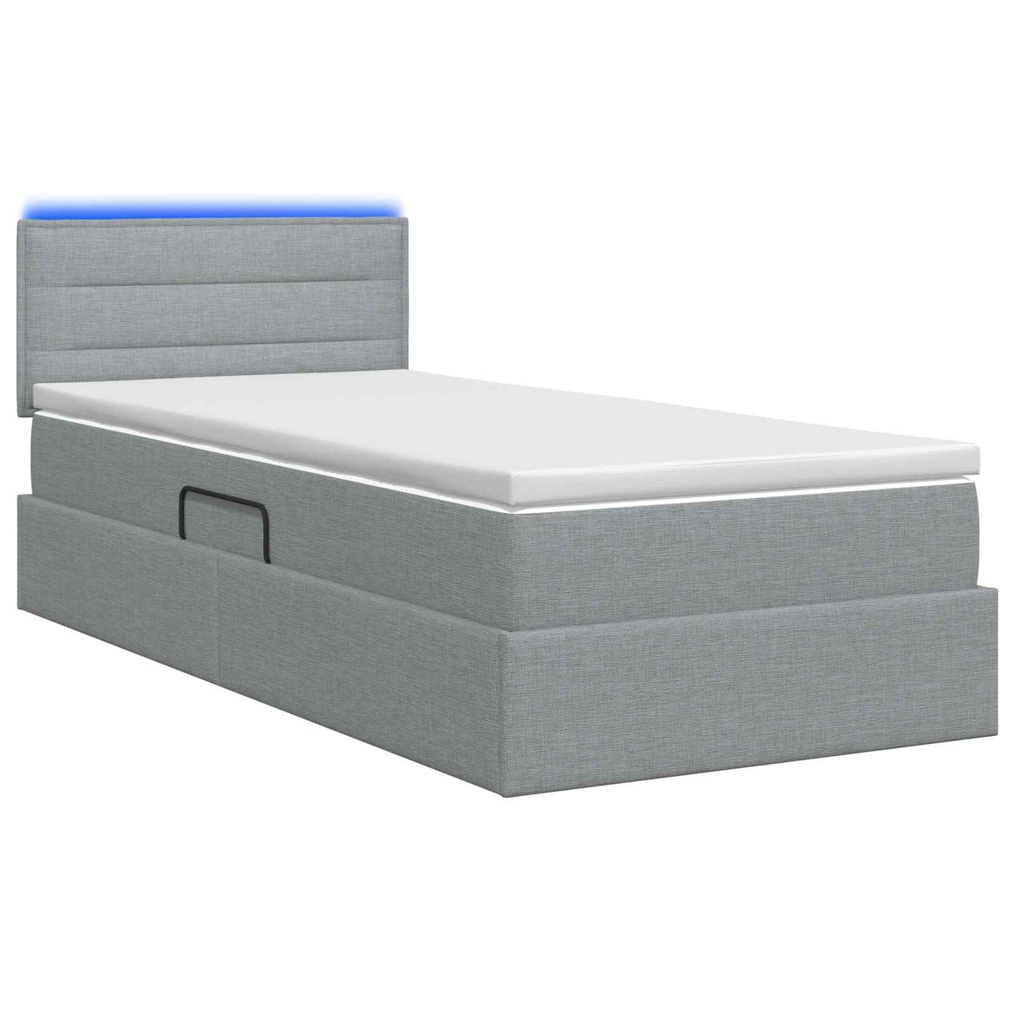 LED Opslagbed met Matras Lichtgrijs 90 x 200 cm Stof