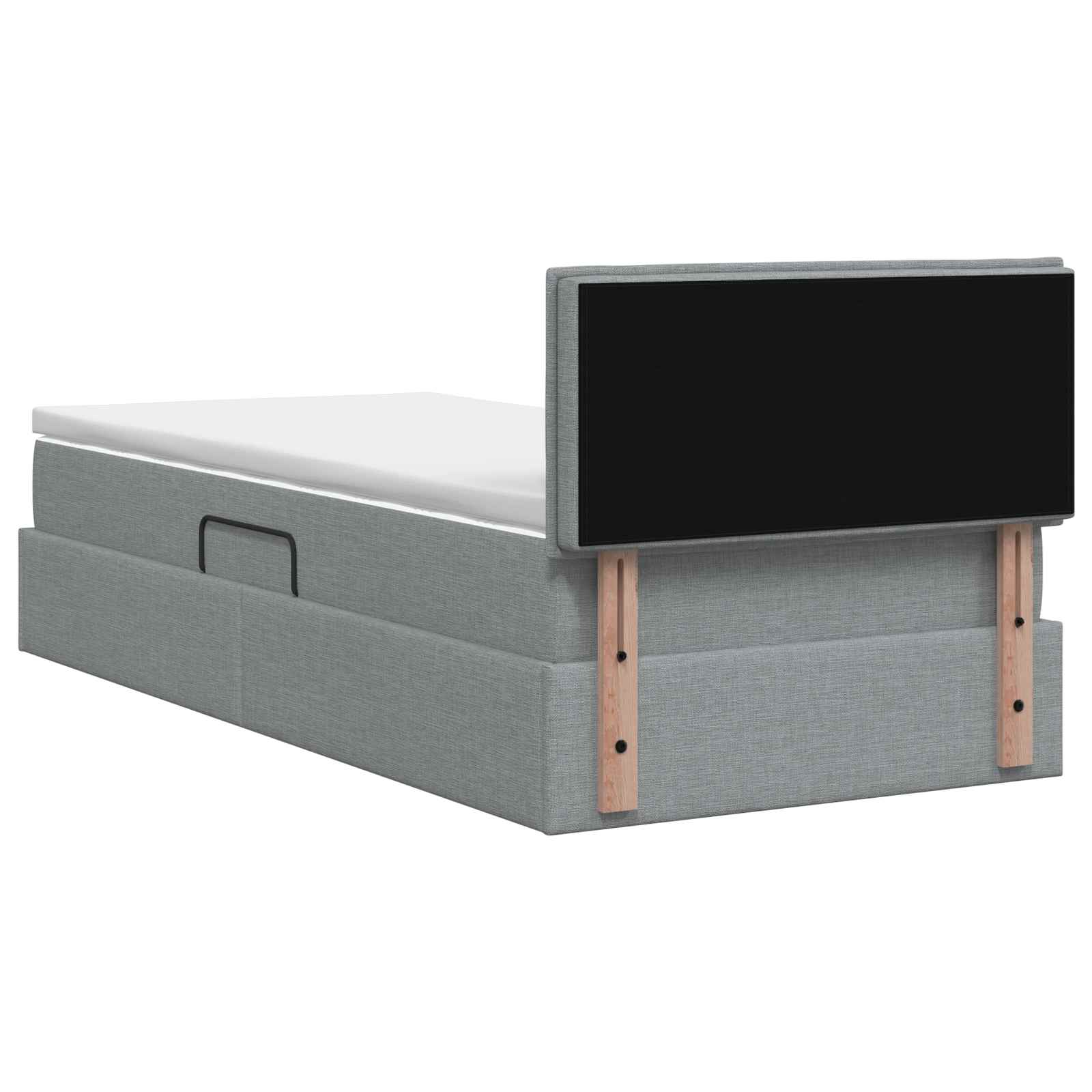 LED Opslagbed met Matras Lichtgrijs 90 x 200 cm Stof