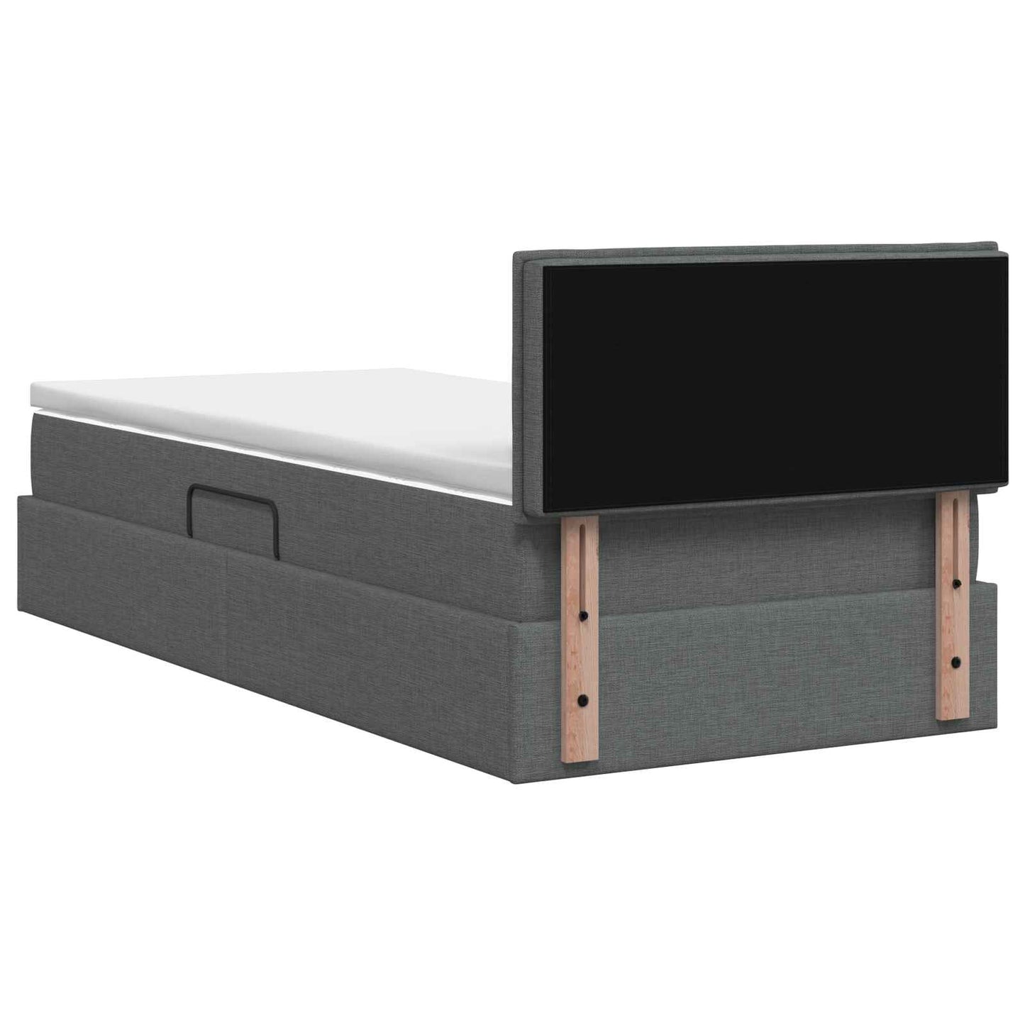 LED Opslagbed met Matras Donkergrijs 90 x 200 cm Stof