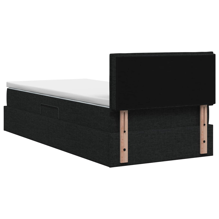 LED Opslagbed met Matras Zwart 90 x 200 cm Stof