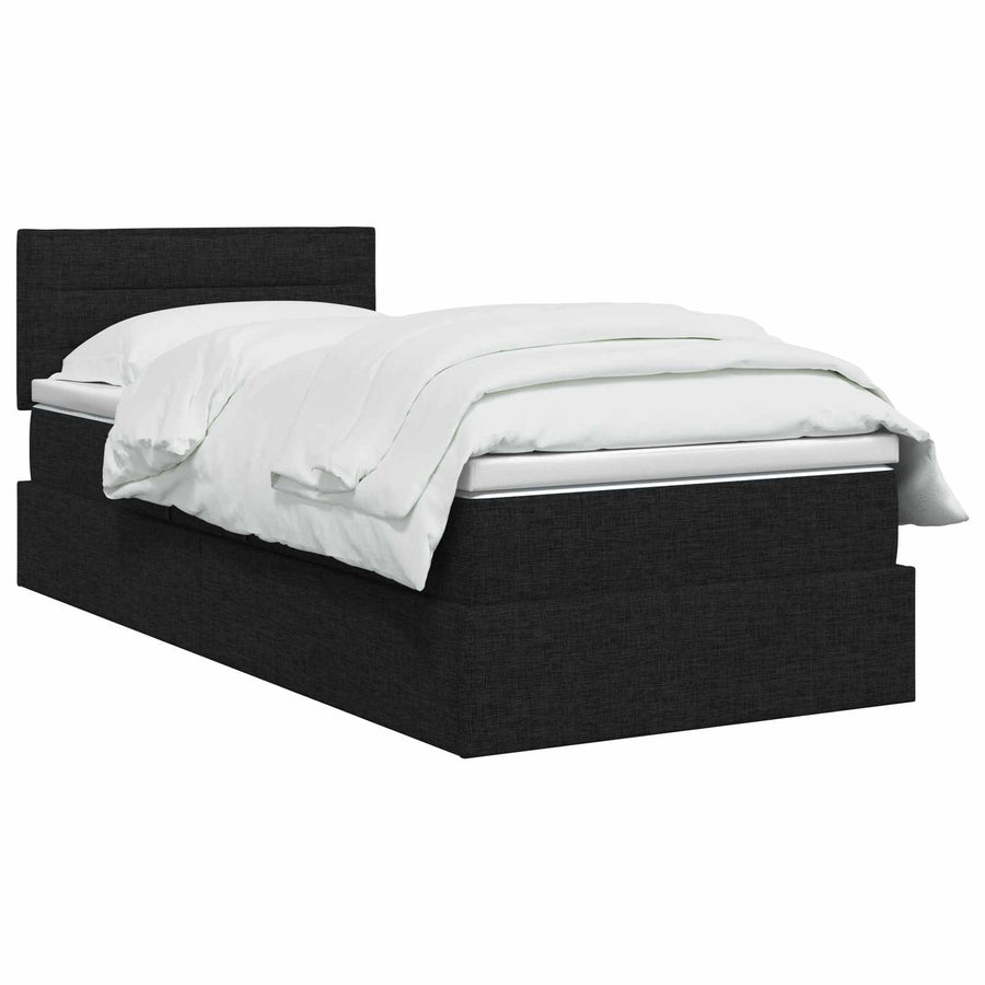 LED Opslagbed met Matras Zwart 90 x 200 cm Stof