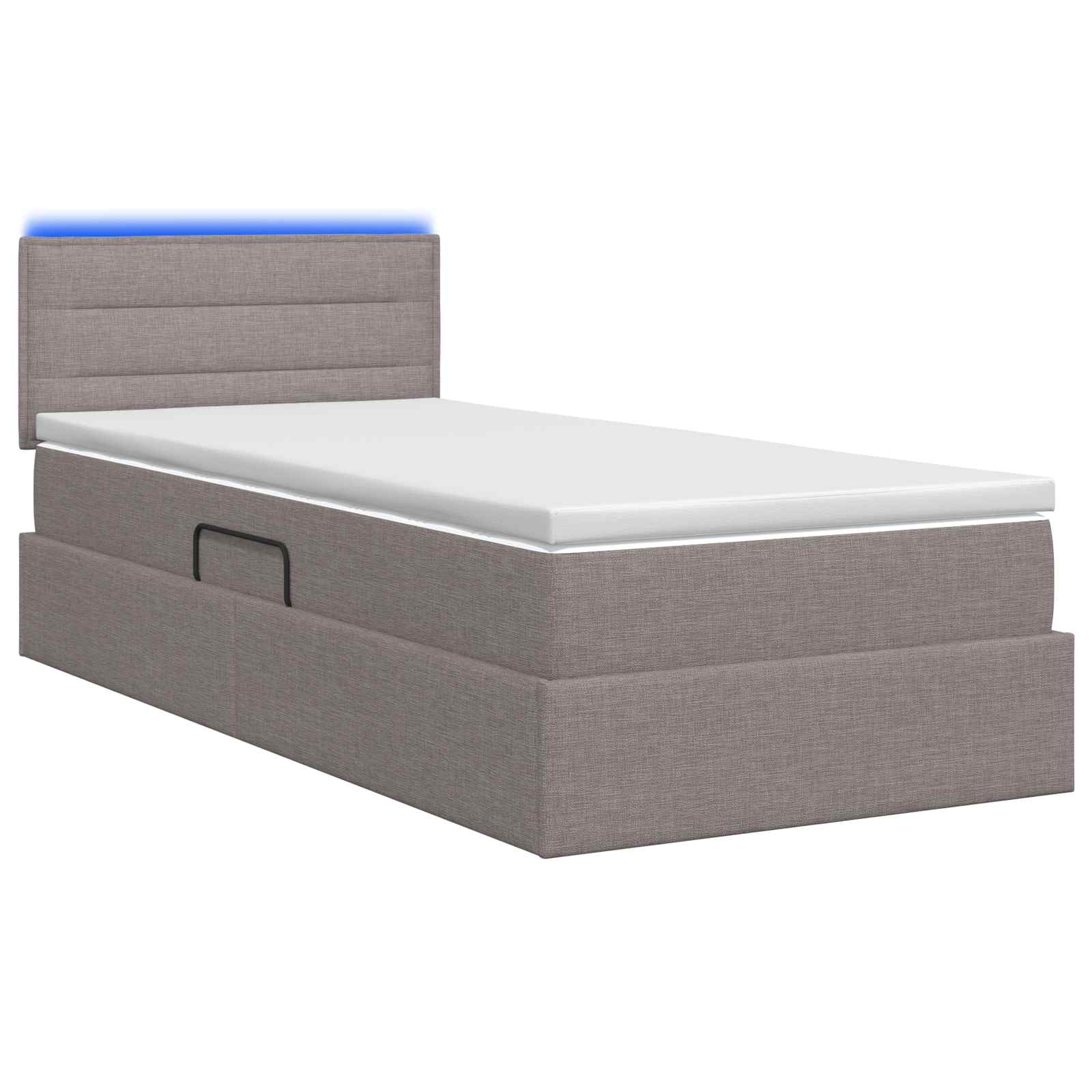 LED Opslagbed met Matras Taupe 90 x 200 cm Stof