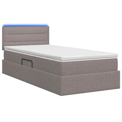 LED Opslagbed met Matras Taupe 90 x 200 cm Stof