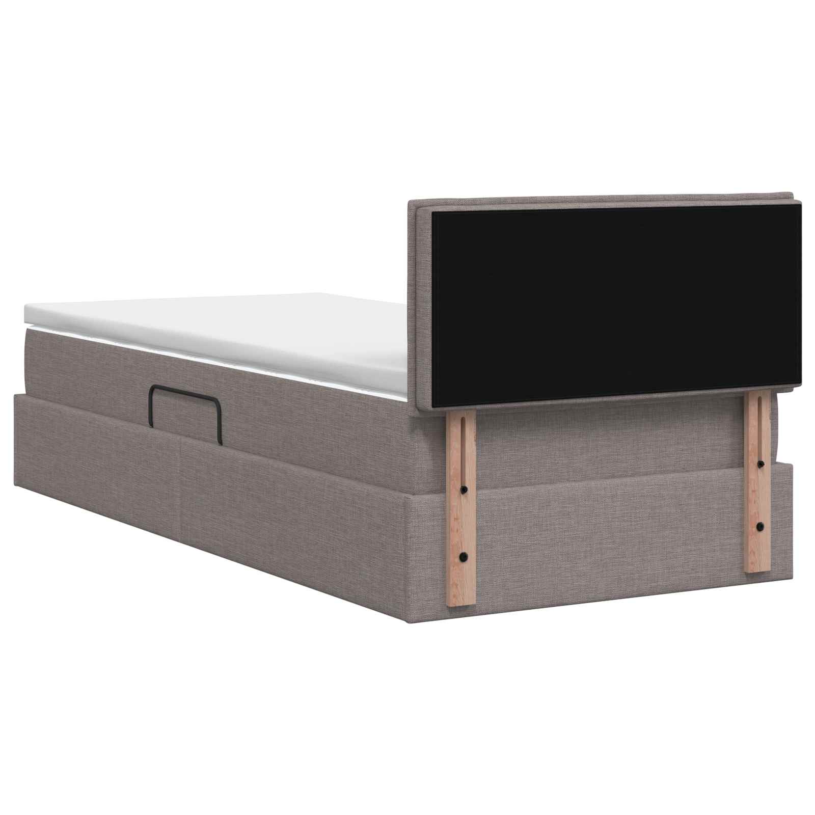 LED Opslagbed met Matras Taupe 90 x 200 cm Stof