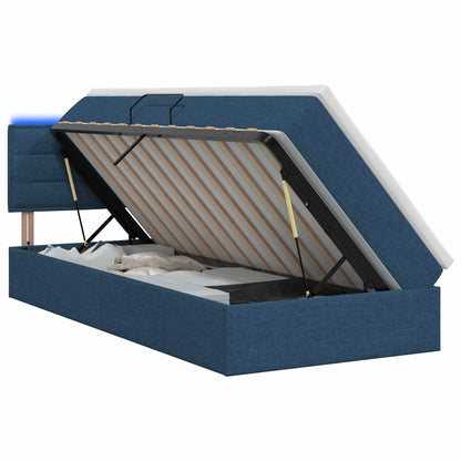 LED Opslagbed met Matras Blauw 90 x 200 cm Stof