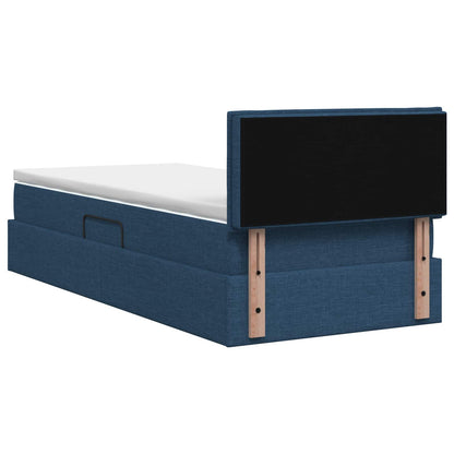 LED Opslagbed met Matras Blauw 90 x 200 cm Stof