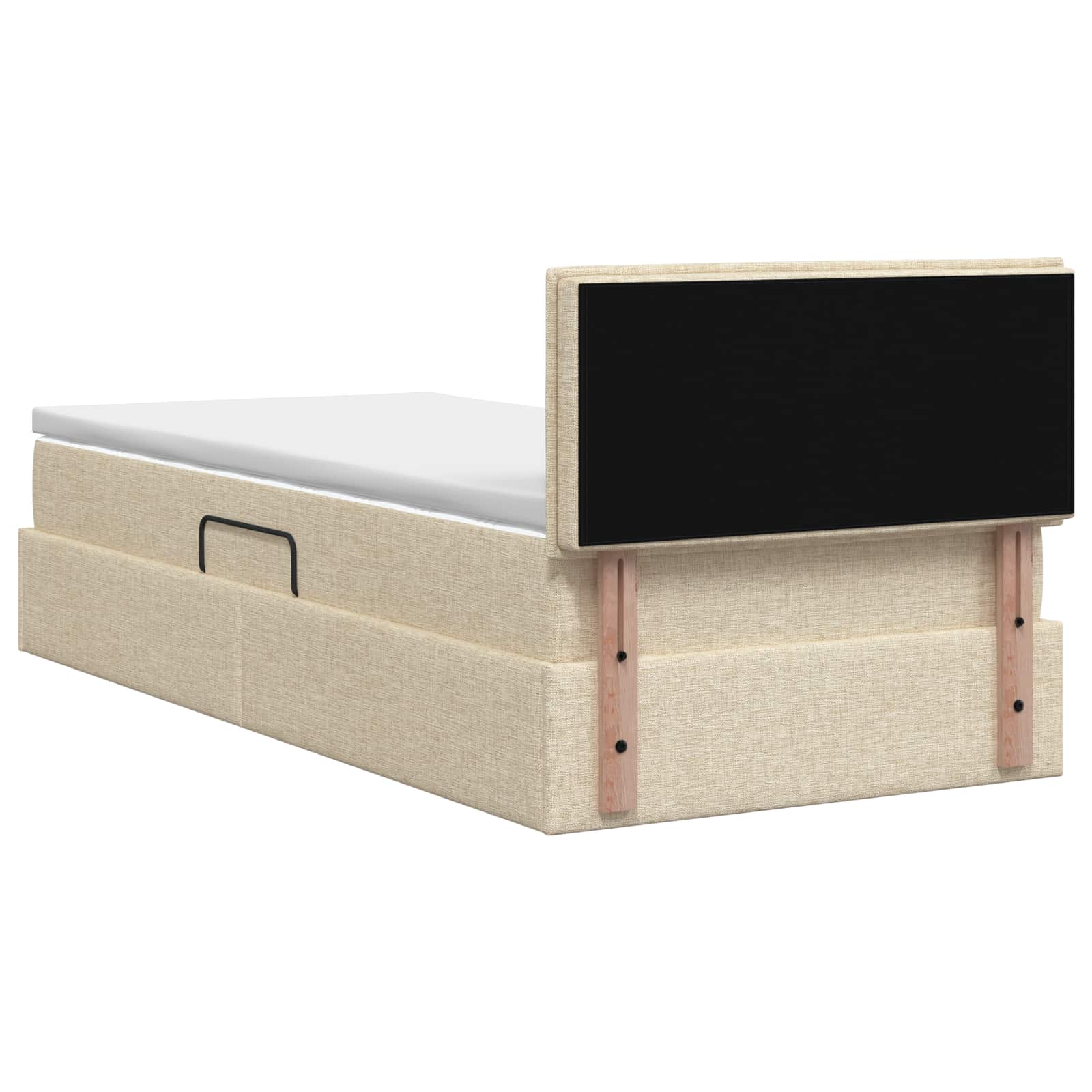 LED Opslagbed met Matras Crèmekleurig 100 x 200 cm Stof