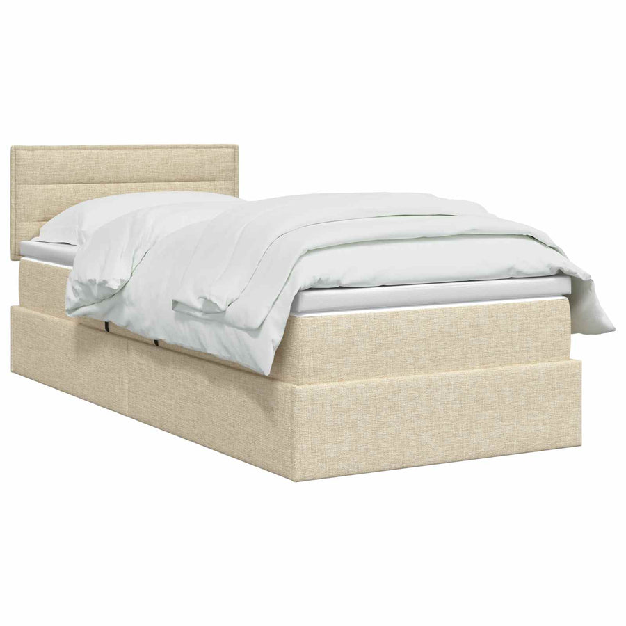 LED Opslagbed met Matras Crèmekleurig 100 x 200 cm Stof