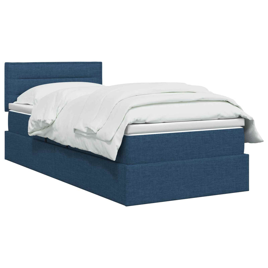 LED Opslagbed met Matras Blauw 100 x 200 cm Stof