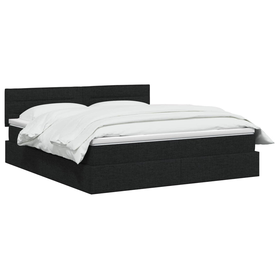 LED Opslagbed met Matras Zwart 140 x 190 cm Stof