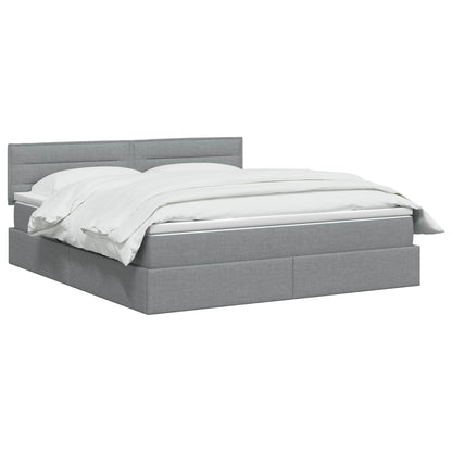 LED Opslagbed met Matras Lichtgrijs 140 x 200 cm Stof