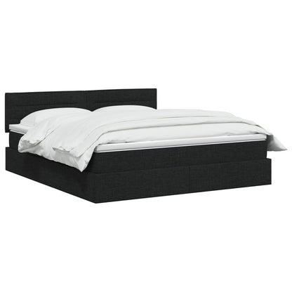 LED Opslagbed met Matras Zwart 140 x 200 cm Stof