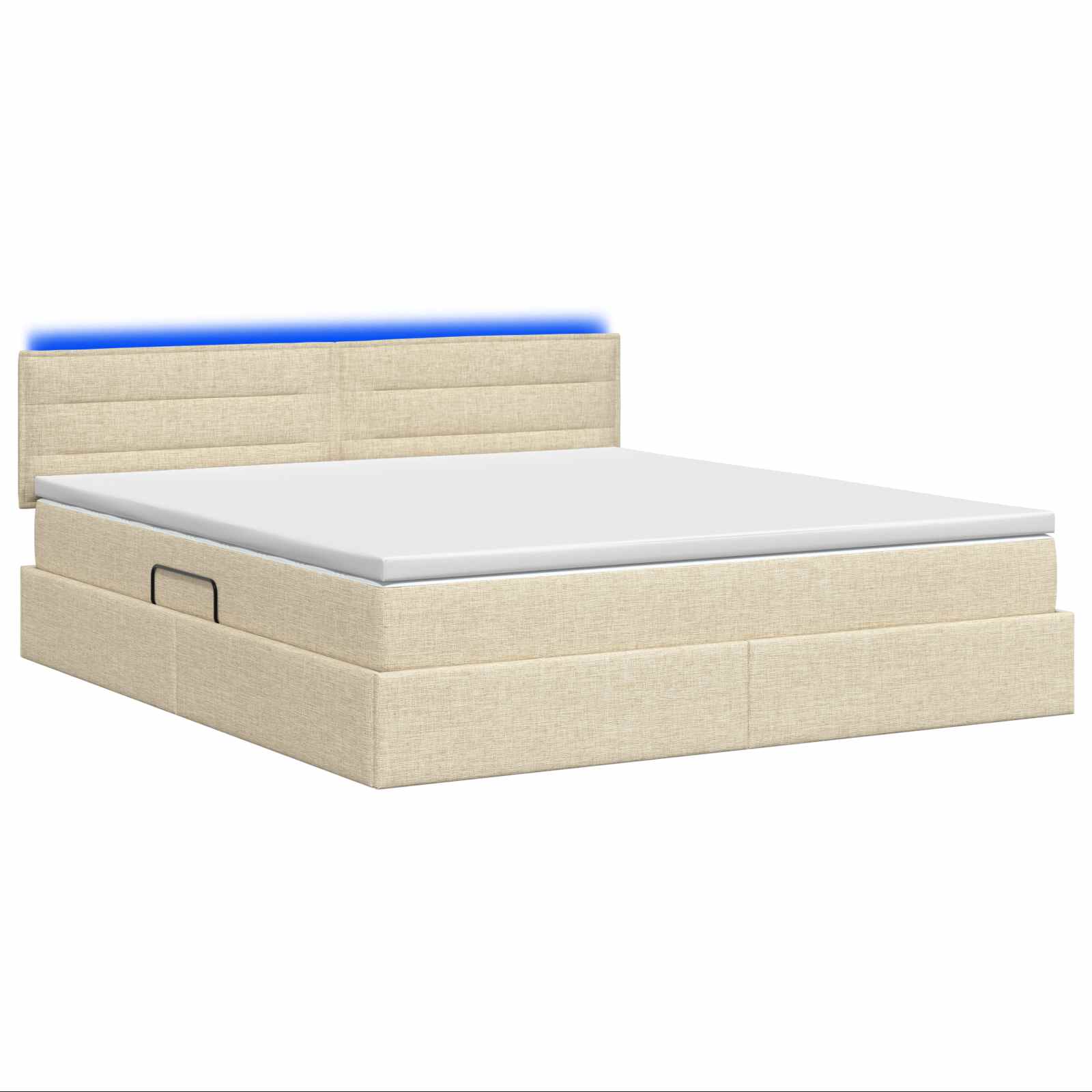 LED Opslagbed met Matras Crèmekleurig 140 x 200 cm Stof