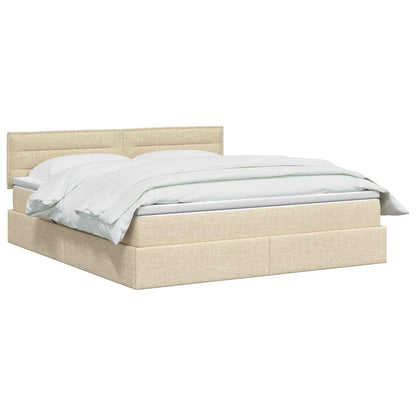 LED Opslagbed met Matras Crèmekleurig 140 x 200 cm Stof