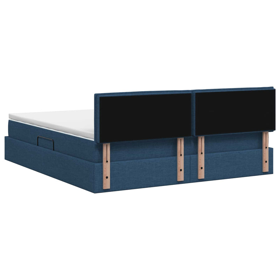 LED Opslagbed met Matras Blauw 140 x 200 cm Stof