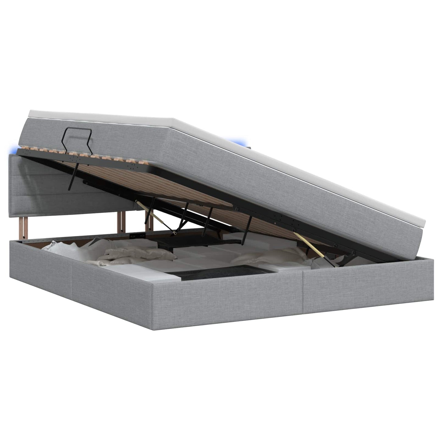 LED Opslagbed met Matras Lichtgrijs 160 x 200 cm Stof