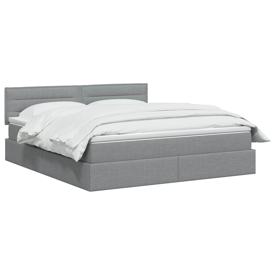 LED Opslagbed met Matras Lichtgrijs 160 x 200 cm Stof