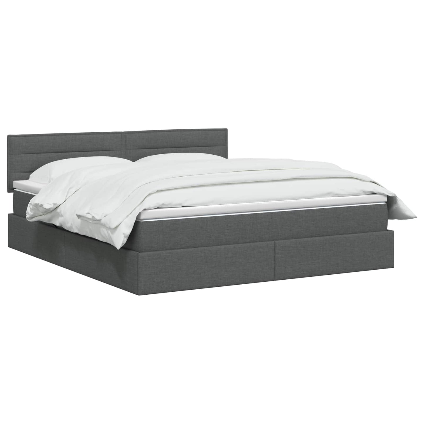 LED Opslagbed met Matras Donkergrijs 160 x 200 cm Stof