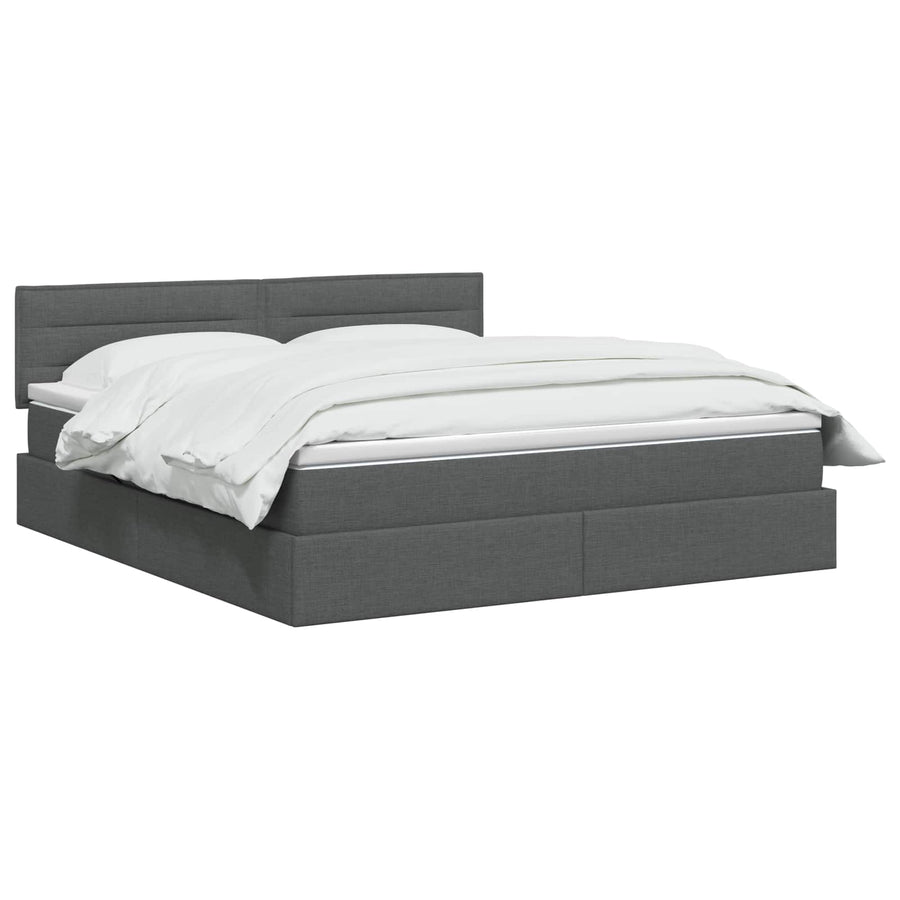 LED Opslagbed met Matras Donkergrijs 160 x 200 cm Stof