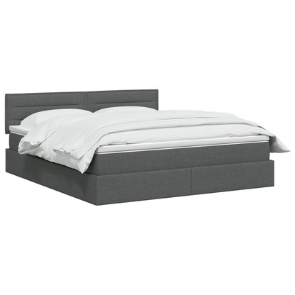 LED Opslagbed met Matras Donkergrijs 180 x 200 cm Stof