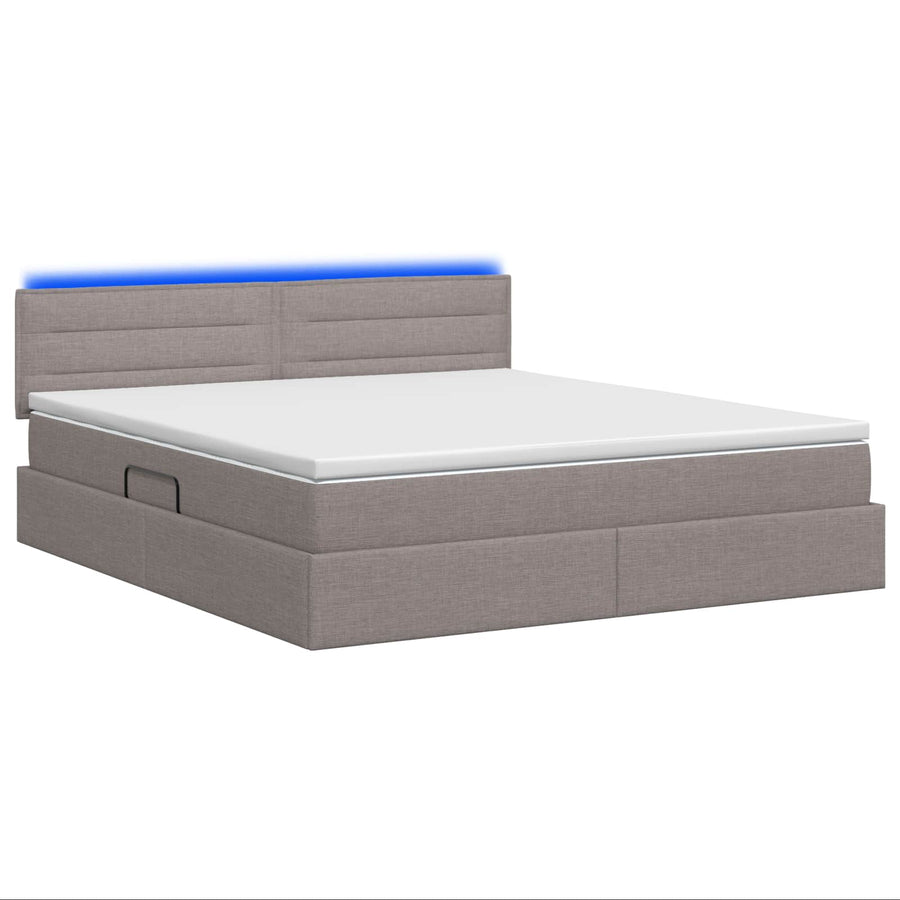 LED Opslagbed met Matras Taupe 180 x 200 cm Stof