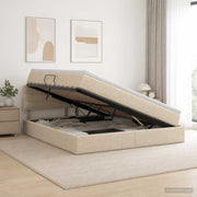 Opslagbed met matras 160x200 cm stof crèmekleurig