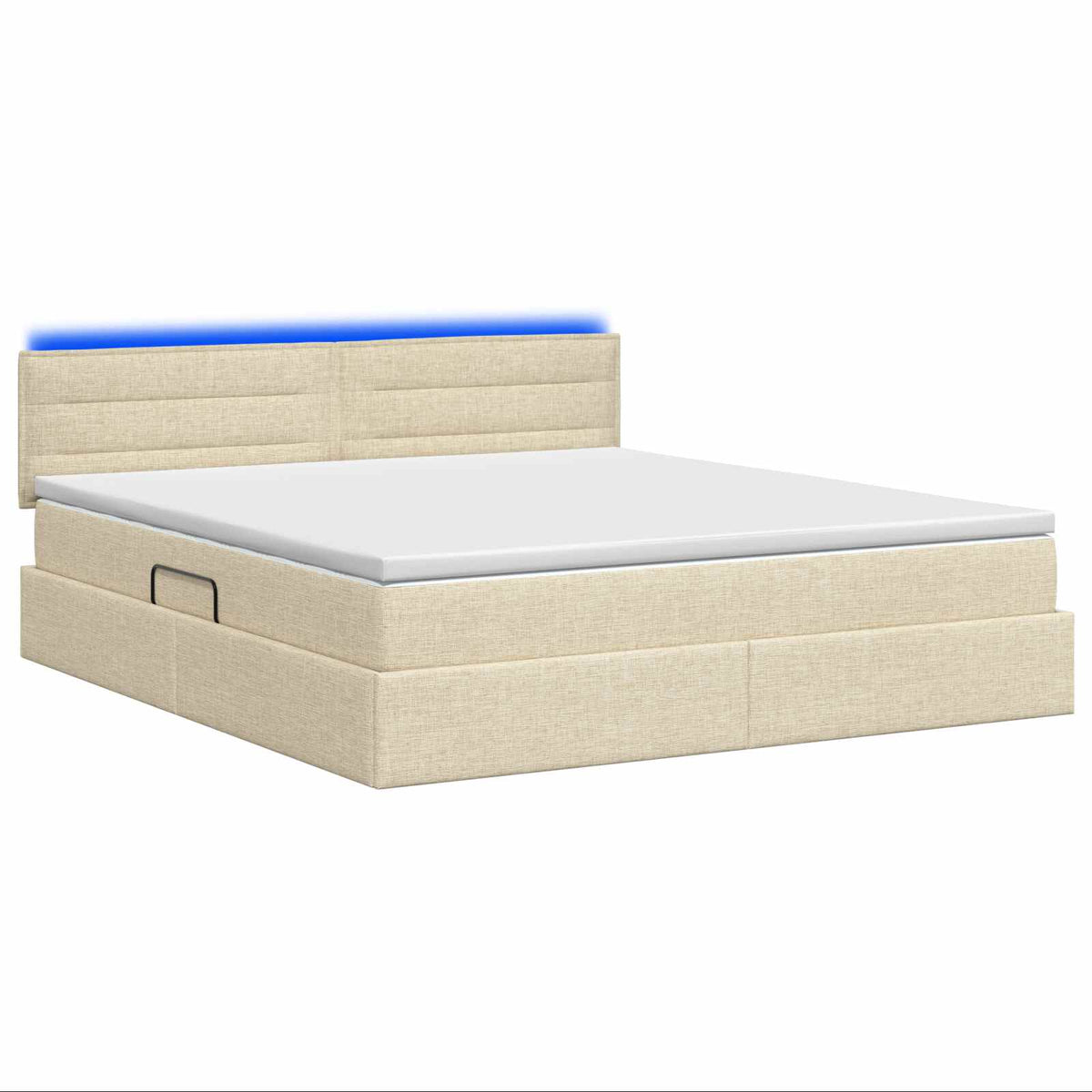 LED Opslagbed met Matras Crèmekleurig 180 x 200 cm Stof