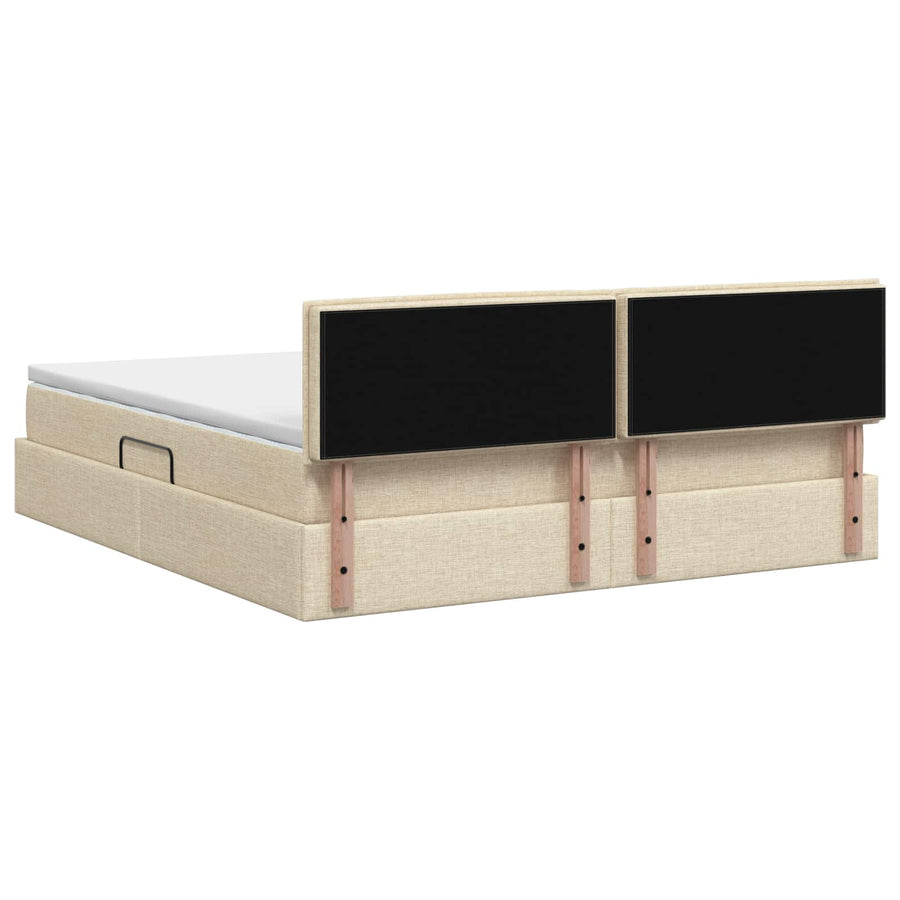 LED Opslagbed met Matras Crèmekleurig 180 x 200 cm Stof