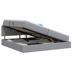 LED Opslagbed met Matras Lichtgrijs 200 x 200 cm Stof