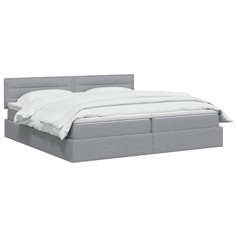 LED Opslagbed met Matras Lichtgrijs 200 x 200 cm Stof