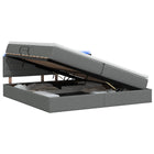 LED Opslagbed met Matras Donkergrijs 200 x 200 cm Stof