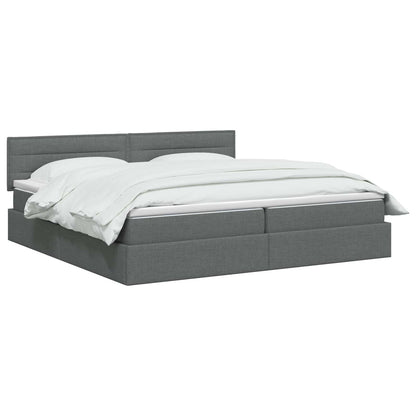 LED Opslagbed met Matras Donkergrijs 200 x 200 cm Stof
