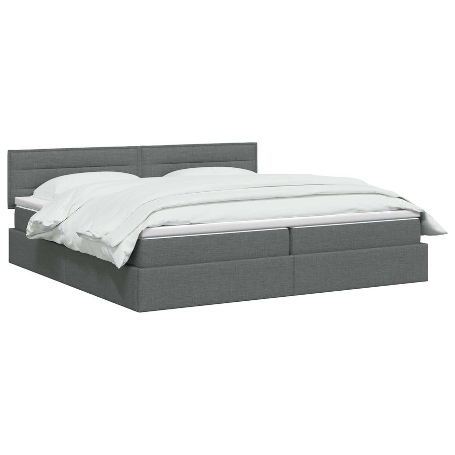 LED Opslagbed met Matras Donkergrijs 200 x 200 cm Stof